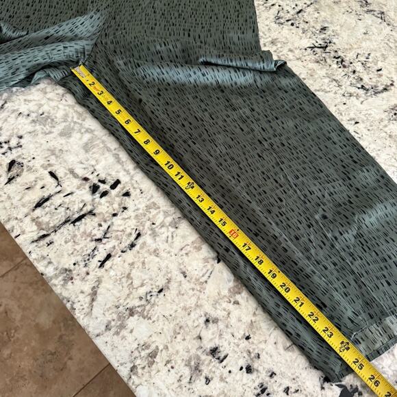 Eileen Fisher Green Nori Silk Dash Print Cropped Wide Leg Pant XL S9KWA-P3236P - Picture 11 of 16
